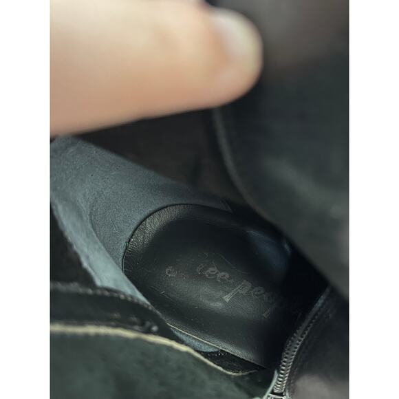 Free People Gogo Boots Black Leather Rave Festival Chunky Heel Knee High Size 10 - Picture 10 of 11